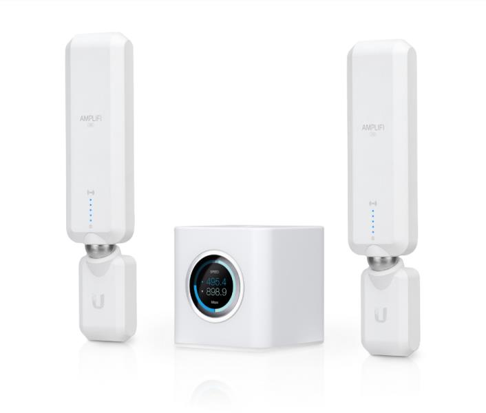 Ubiquiti Amplifi HD router with two mesh points stock image