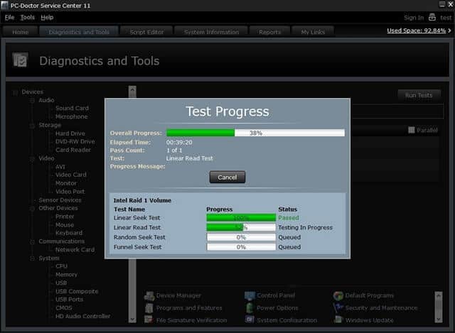 PC Doctor diagnostics toolkit