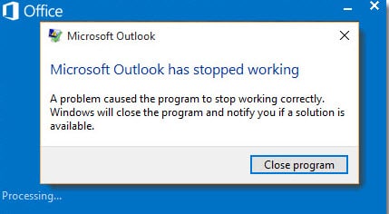 Outlook crashed