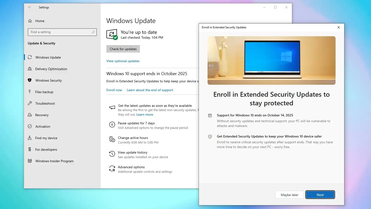 Windows 10 Extended security updates